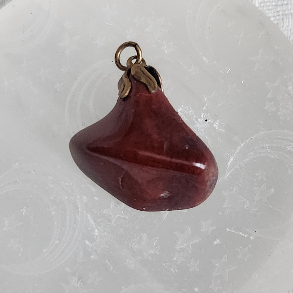 Unisex Vintage Red Jasper Pendant